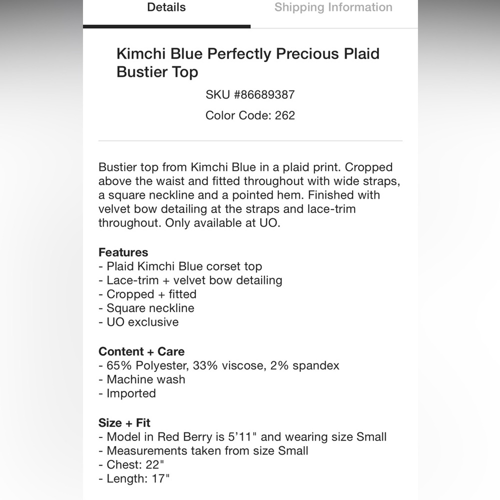 Kimchi Blue Perfectly Precious Plaid Bustier Top - Picture 4 of 7